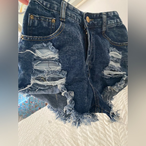 Dark blue denim shorts - Picture 2 of 7